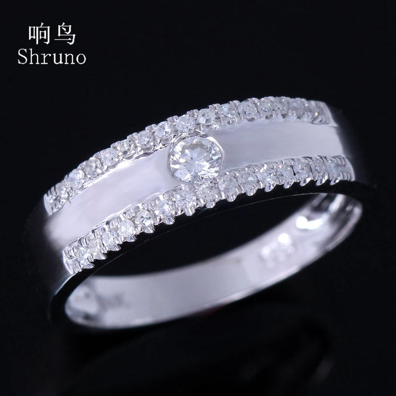 Solid 14K/10K White Gold Genuine Diamond Engagement Ring Band for Women & Men