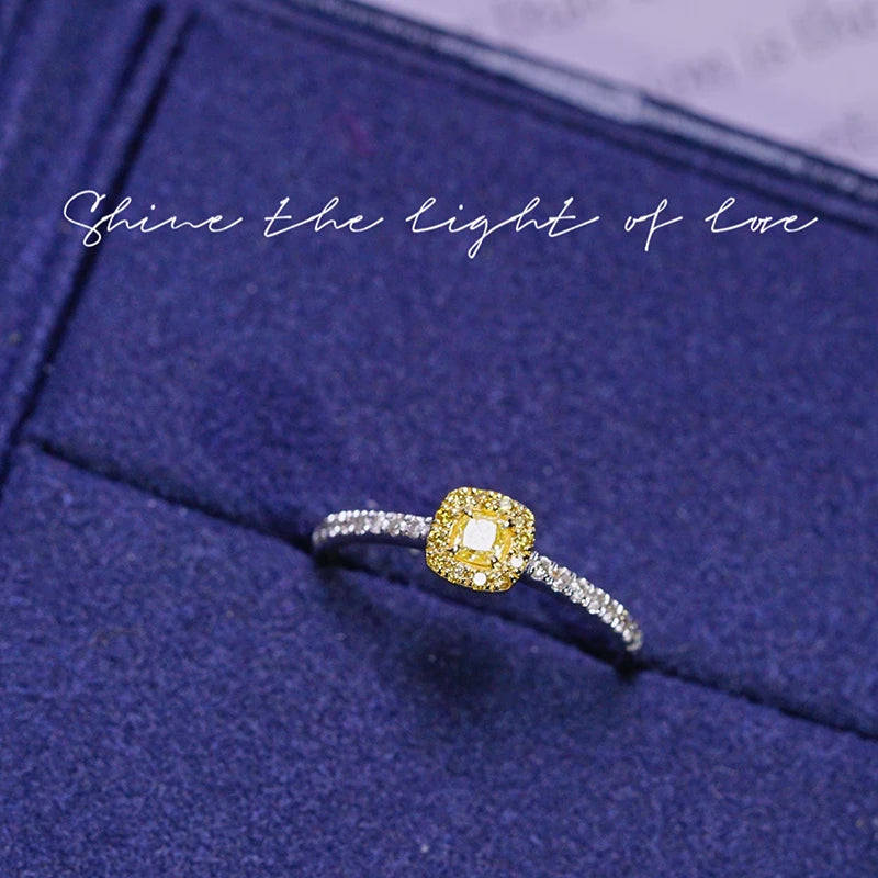 18K White Gold 0.40 Carat Yellow Diamond Engagement Ring for Women