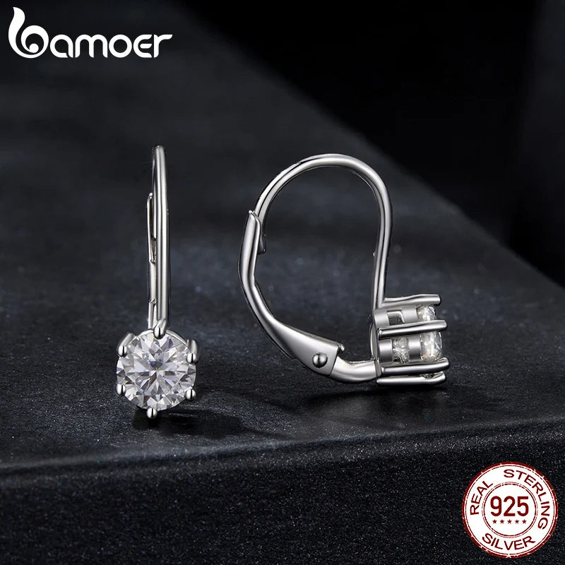 White Gold Plated Sterling Silver 0.5ct Lab Created Diamond Dangle Earrings for women