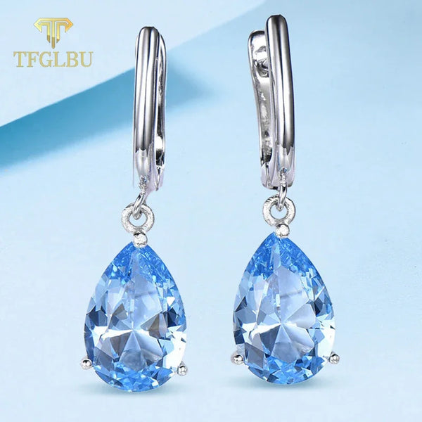 925 Silver Topaz Drop Earrings for Women