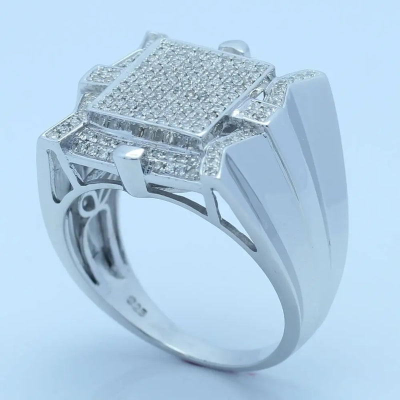 925 Sterling Silver Lab Grown Moissanite Ring for Men