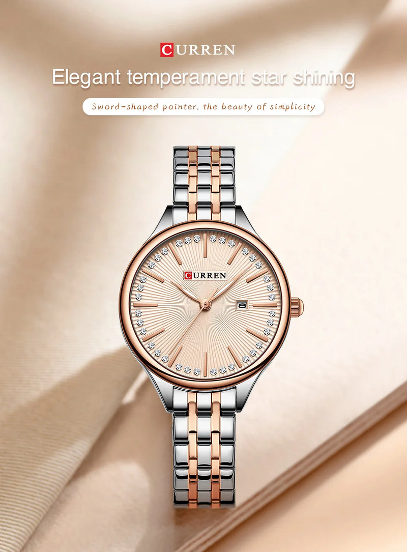 Alloy Quartz Wristwatch with Bracelet, for Women