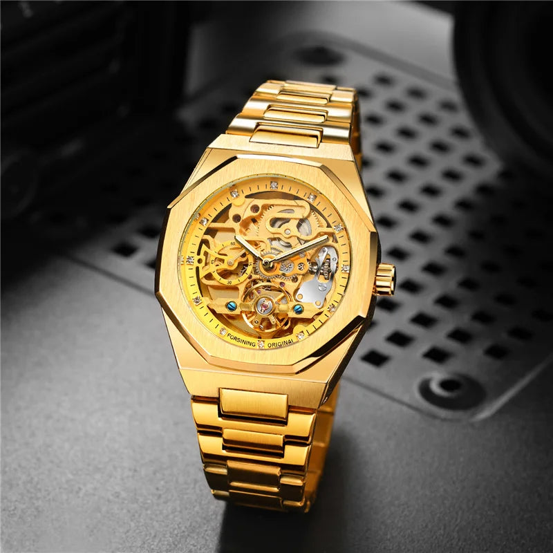 Stainless Steel Automatic Mechanical Military Sports Watch for Men