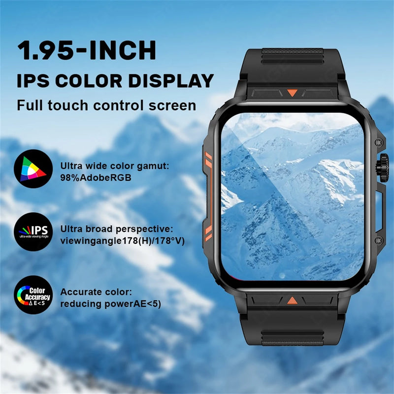 Smartwatch with 1.95 Inch Screen, Health Monitoring, IP68 Waterproof, Suitable for Men and Women