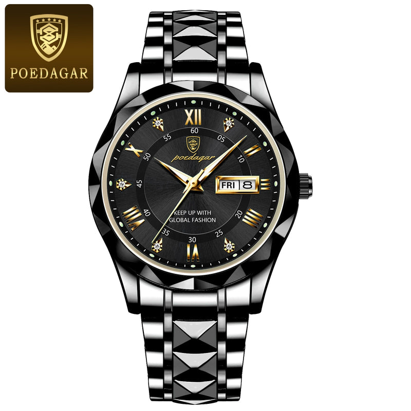 Luxury Quartz Wristwatch with Date and Week Display for Men