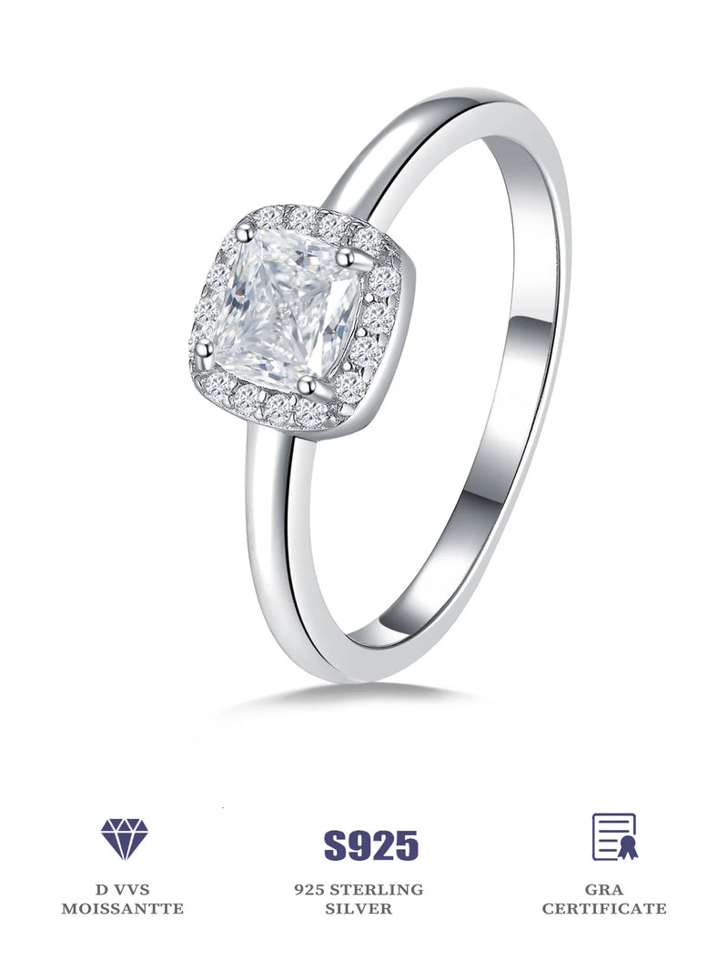 Sterling Silver Moissanite Ring for Women