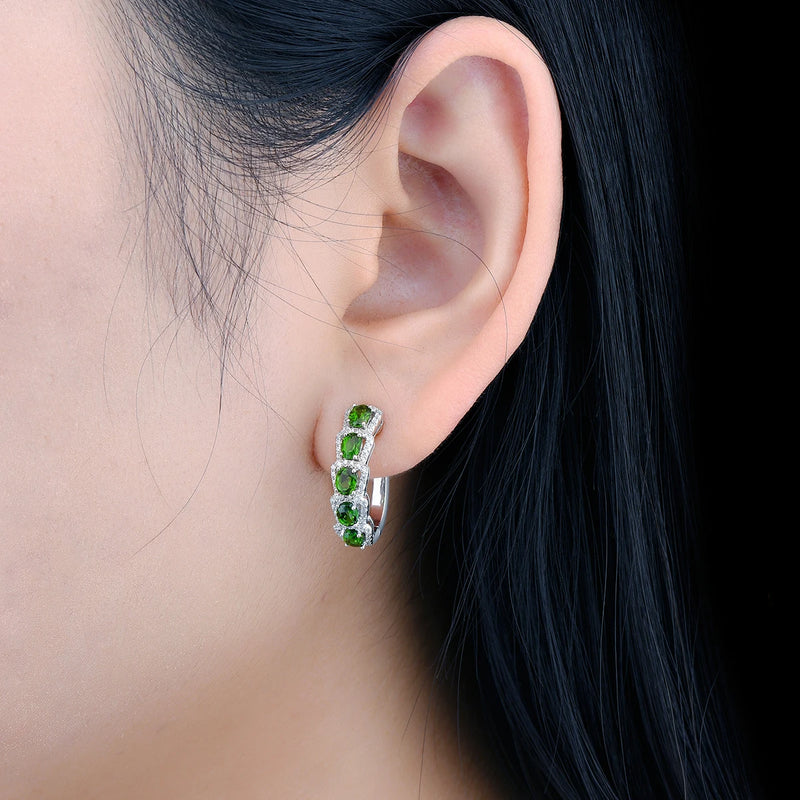 Sterling Silver Chrome Diopside Clip Earrings 2.50 Carats for Women