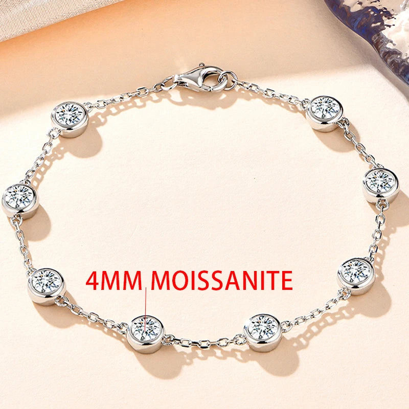 925 Sterling Silver Moissanite/Ruby/Sapphire Bracelet for Women