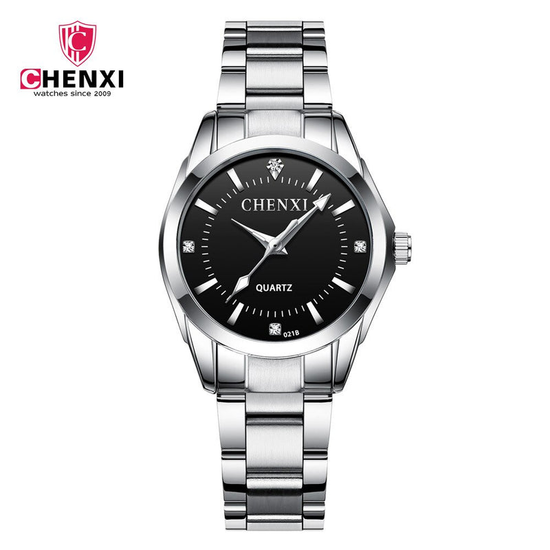 Stainless Steel Couple Watch, Waterproof Quartz for Women and Men