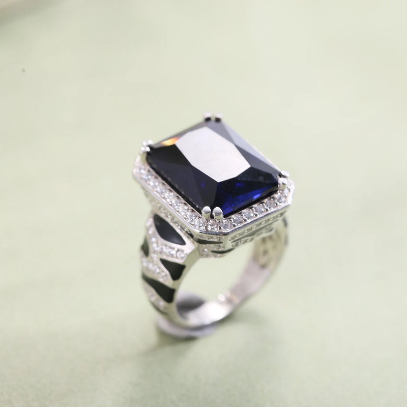 925 Sterling Silver Lab Blue Sapphire Ring for Her