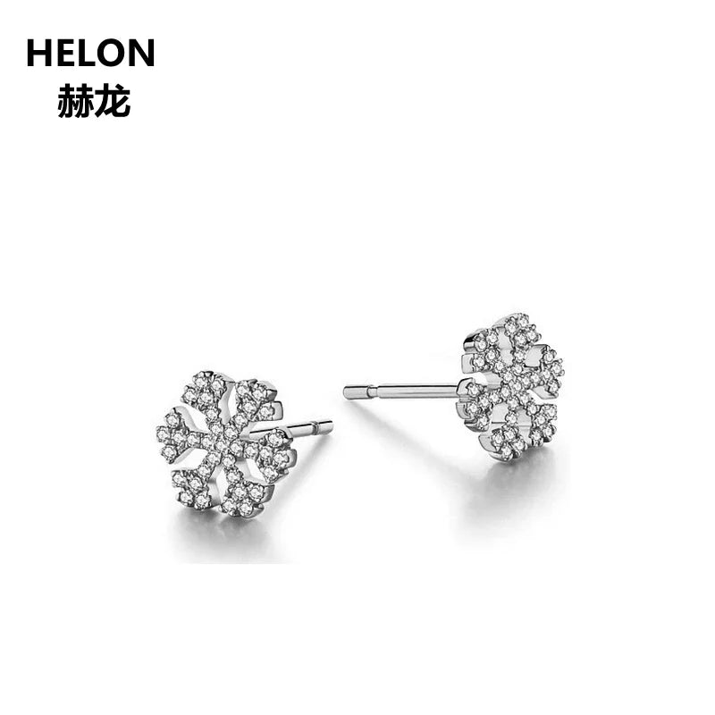 14k White Gold Natural Diamond Stud Earrings for Women