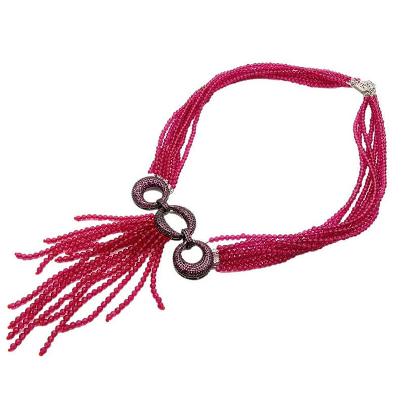 Sterling Silver Red Crystal Festoon Necklace