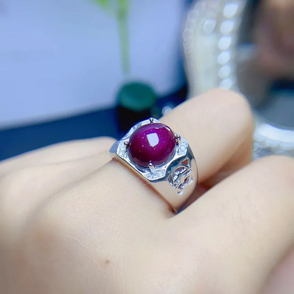 925 Sterling Silver Natural Ruby Ring for Men