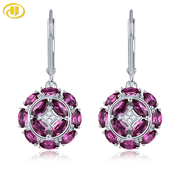 Sterling Silver Rhodolite Garnet Drop Earrings 3.5 ctw for Women