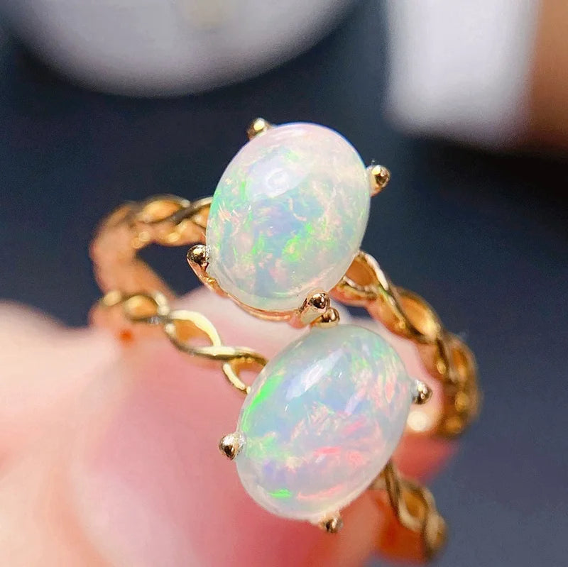 sterling silver 6x8mm opal ring for women