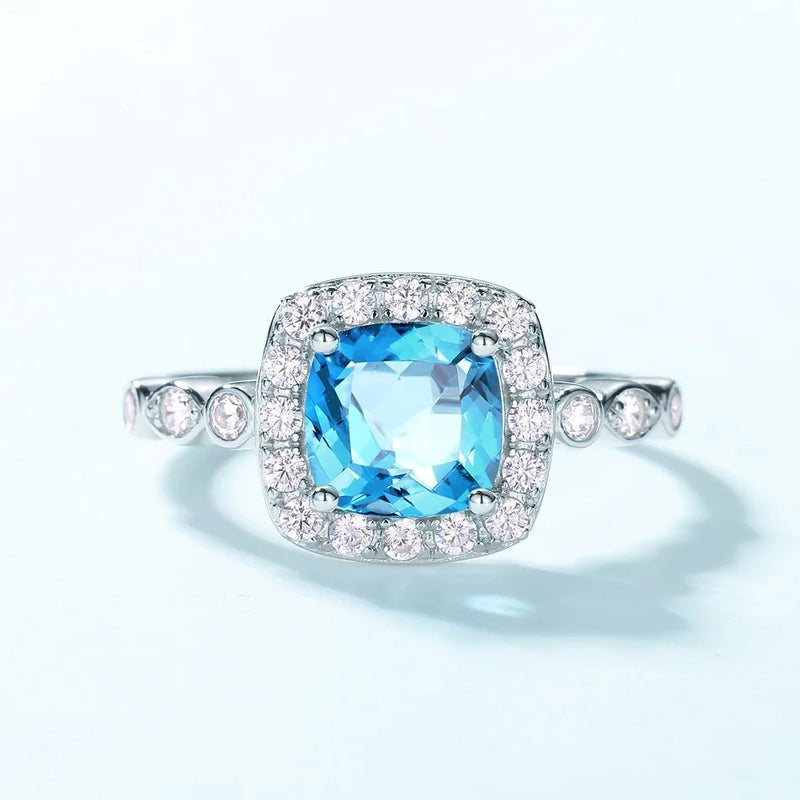 925 Silver Swiss Blue Topaz Rings for Women