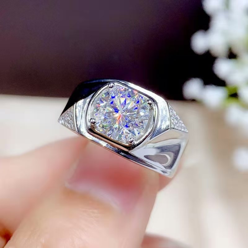 925 Sterling Silver 5ct Lab Moissanite Diamond Ring for Men