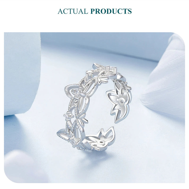 Sterling Silver Lotus Open Ring for Women