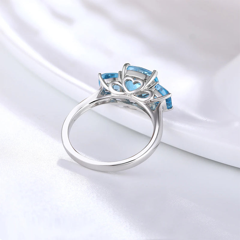 925 Sterling Silver Ring with 4 Carats Smokey Quartz and Blue Topaz Gemstones