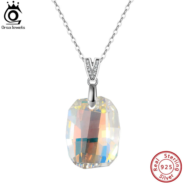 925 Sterling Silver Austrian Crystal Pendant Necklace for Women