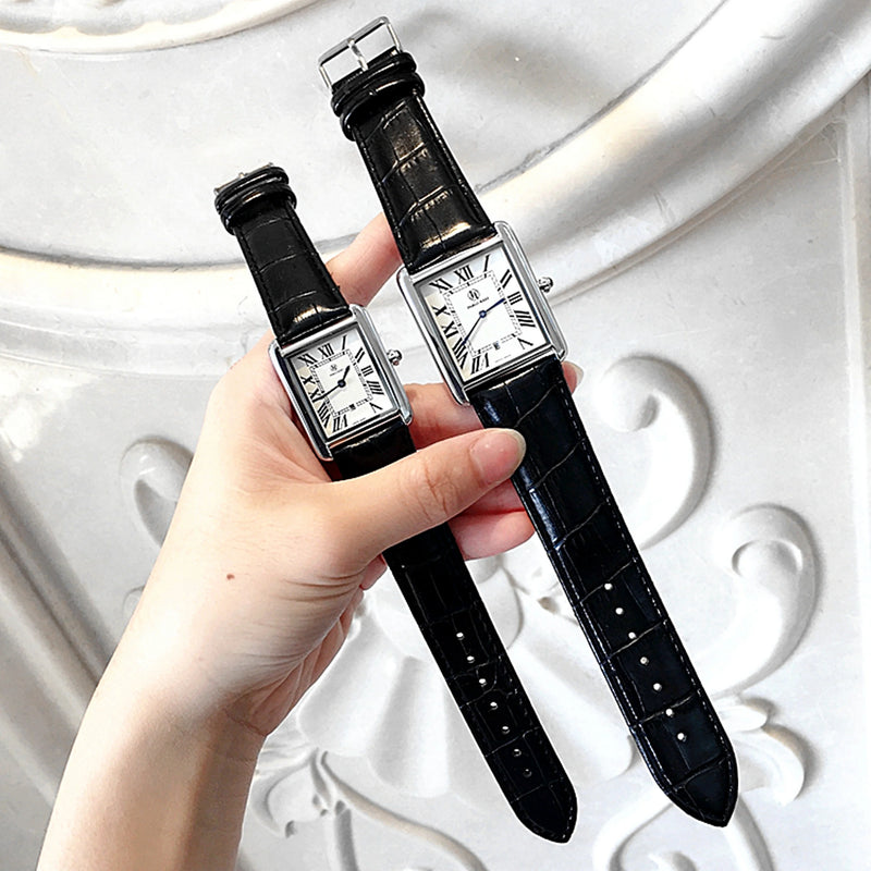 Luxury Square Top Business Dress Watch for Couples: High Quality Fashion Timepiece for Men and Women with Date Function