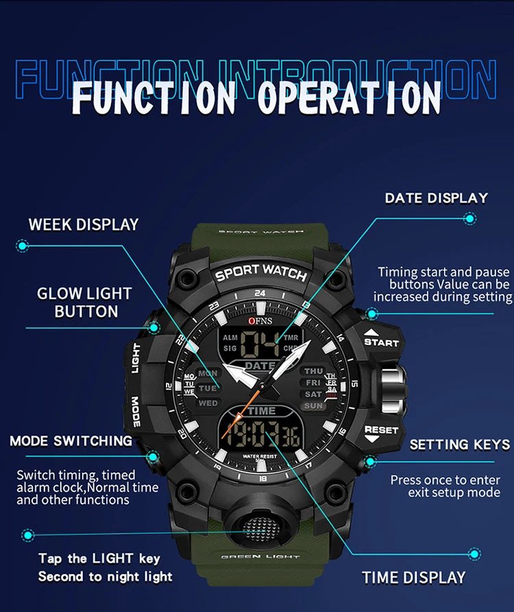 Stainless Steel Digital Quartz Chronograph Wristwatch for Men.