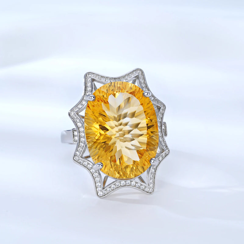 Sterling Silver 18.2ct Citrine Oval Wedding Band for Women