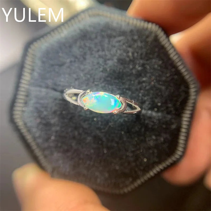 Sterling Silver Natural Opal Ring for Women