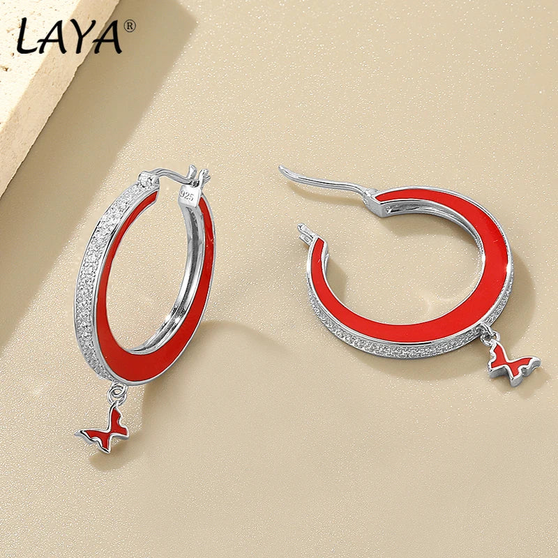 Sterling Silver Oval Enamel Earrings for Women