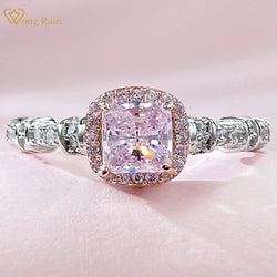 Sterling Silver Pink Sapphire 5x5 MM Crushed Ice Cut Engagement Ring for Women