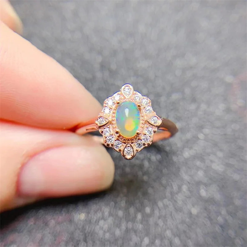 925 Silver Garnet Citrine Opal Spinel Peridot Adjustable Ring for Women