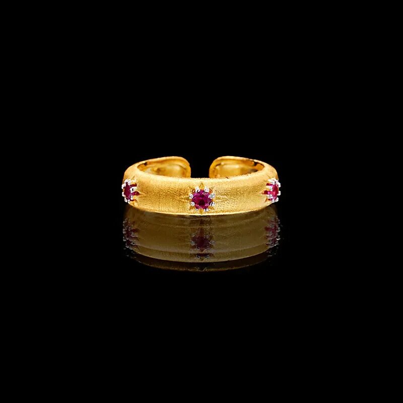 925 Sterling Silver Ruby Zircon Open Ring for women