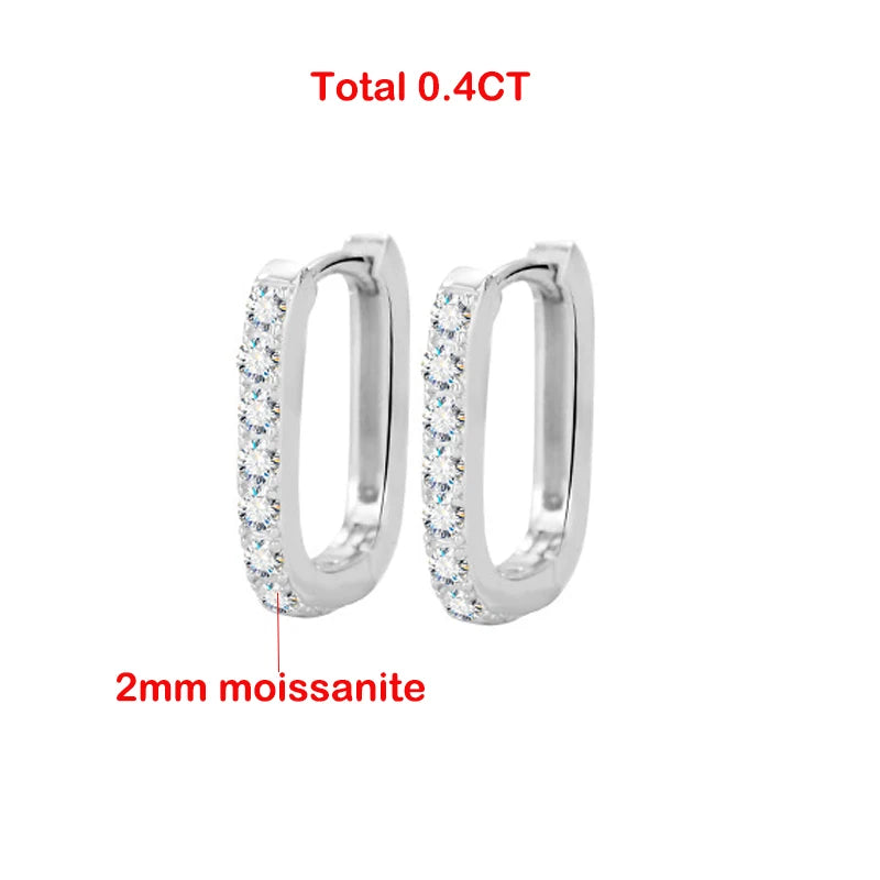 S925 Sterling Silver 0.4CTTW Moissanite Square Hoop Earrings for Women