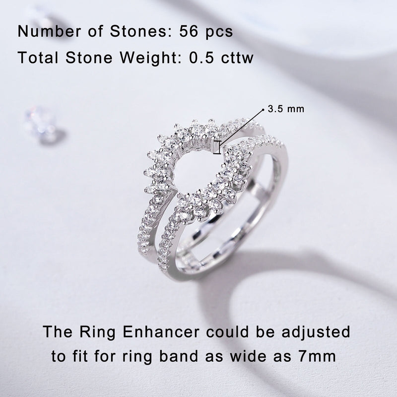 925 Sterling Silver Sunflower Ring Enhancer with AA Cubic Zircon for Women