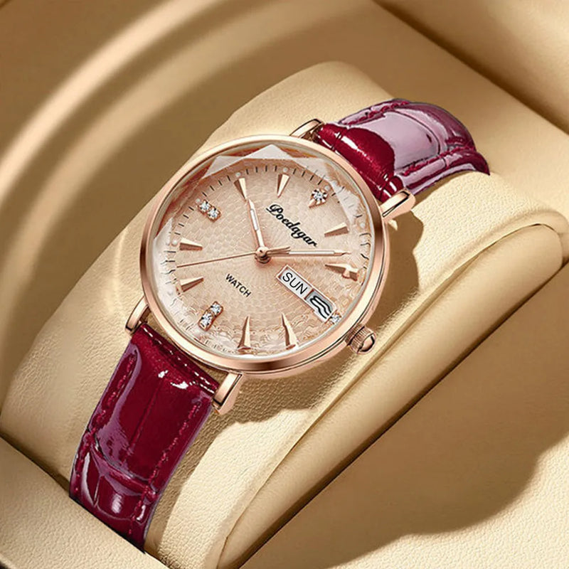 Exquisite Ladies Watch with Ultra-thin Leather Belt, Waterproof, Luminous Quartz Movement