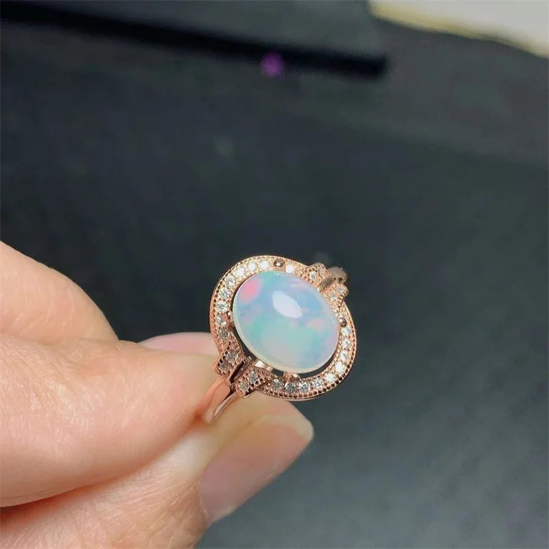 Sterling Silver 925 Opal Ring for Women