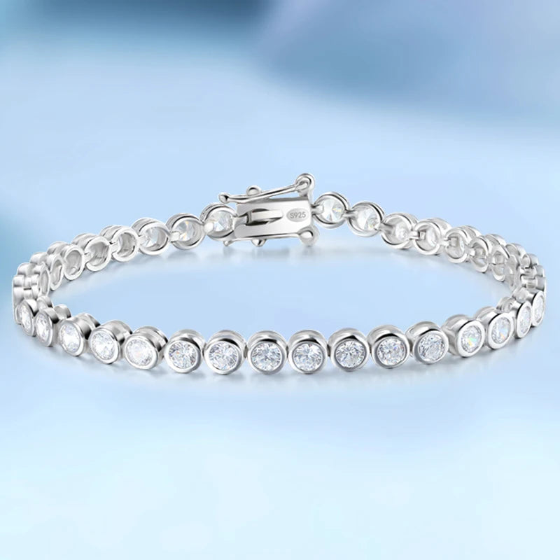 Sterling Silver All Moissanite Bubble Shine Bracelet for Women