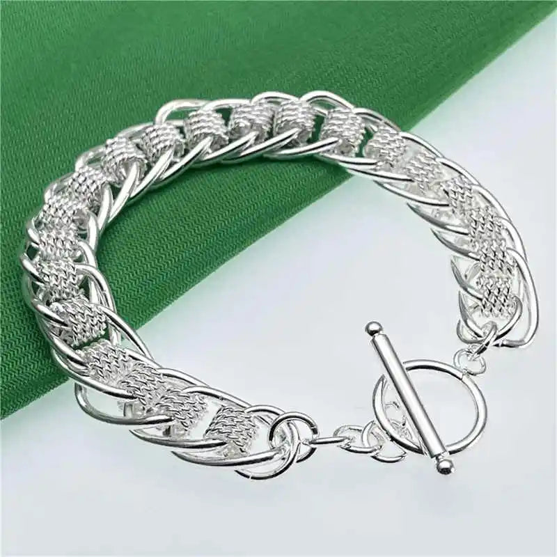 Sterling Silver Round Mesh Bracelet for Women