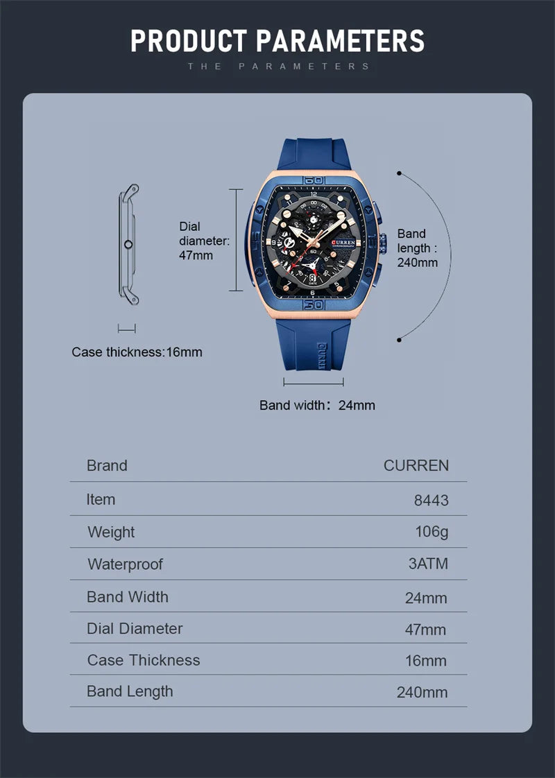 Stainless Steel Fashion Waterproof Multi-function Chronograph Calendar Luminous Quartz Watches for Men