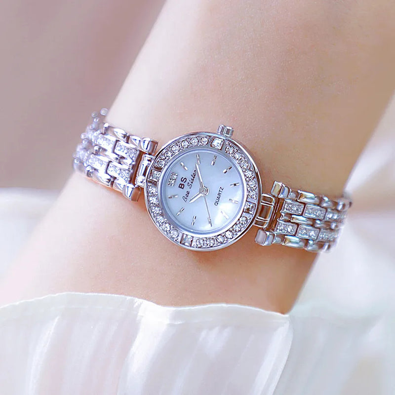 Gold Crystal Diamond Ladies Dress Watch