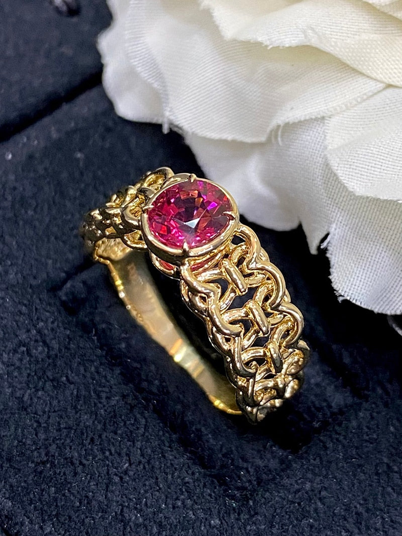 18K Yellow Gold Tourmaline Ring for Women