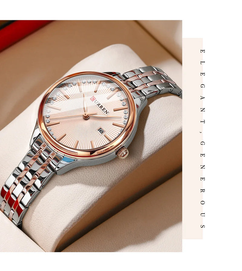 Alloy Quartz Wristwatch with Bracelet, for Women