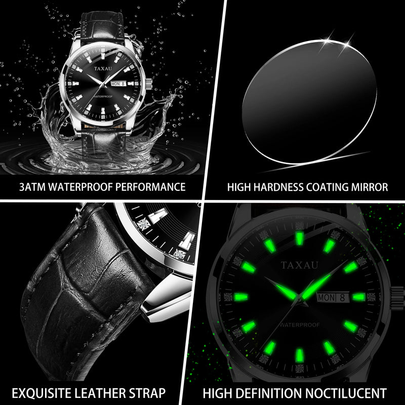 Stainless Steel Leather Fashion Quartz Watch for Men