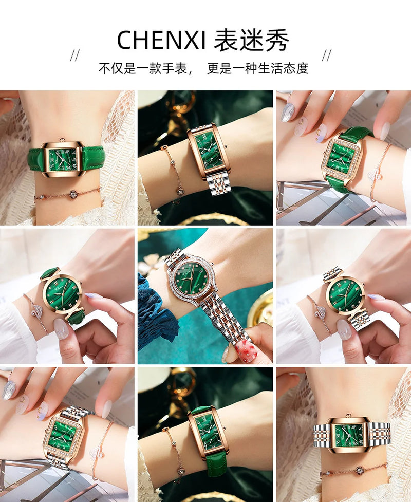 Stainless Steel Diamond Luminous Waterproof Watch for Women