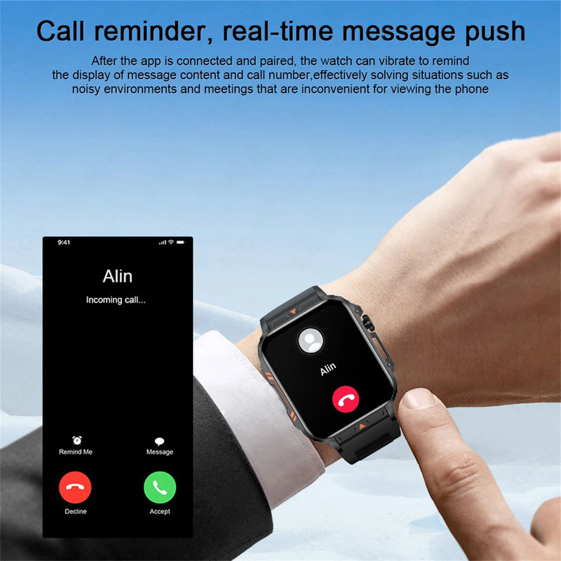 Smartwatch with 1.95 Inch Screen, Health Monitoring, IP68 Waterproof, Suitable for Men and Women