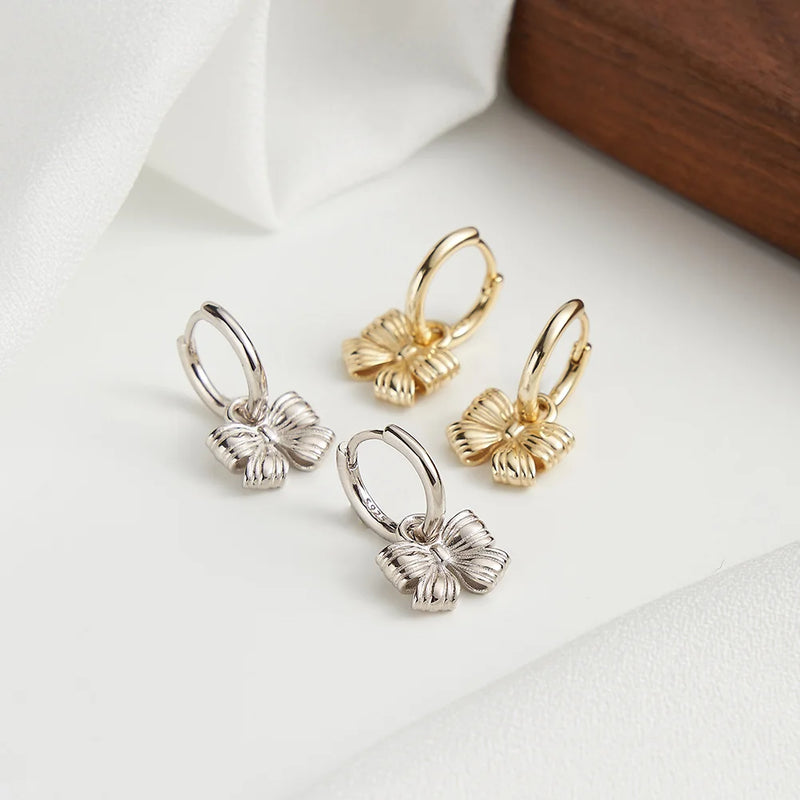 925 Silver Bow Knot Dangle Earrings for Women