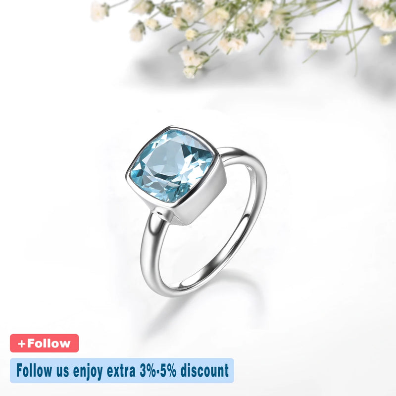 Sterling Silver 2.70ct Sky Blue Topaz Ring for Women