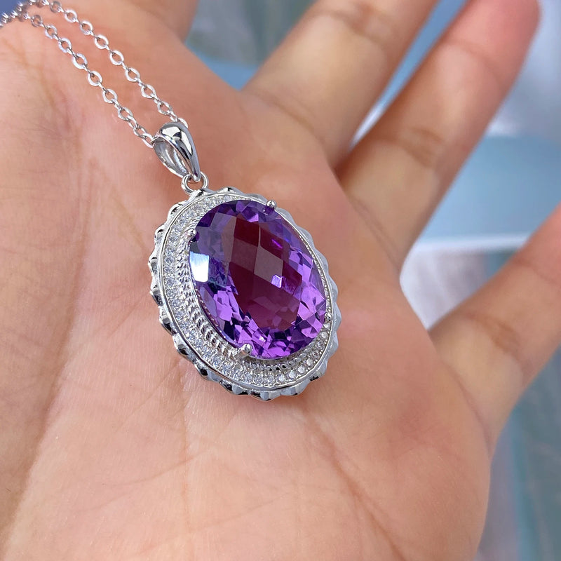 925 Sterling Silver Amethyst Necklace for Women