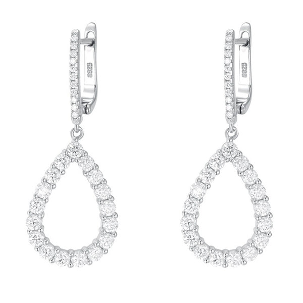 Wong Rain 925 Sterling Silver VVS1 3EX Sparkling Real Moissanite Full Diamonds Fine Water Drop Dangle Earrings Jewelry Gift