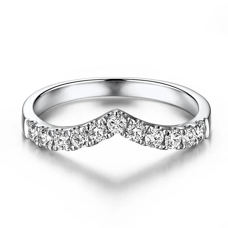 14k White Gold Moissanite V Shape Engagement Ring for Her